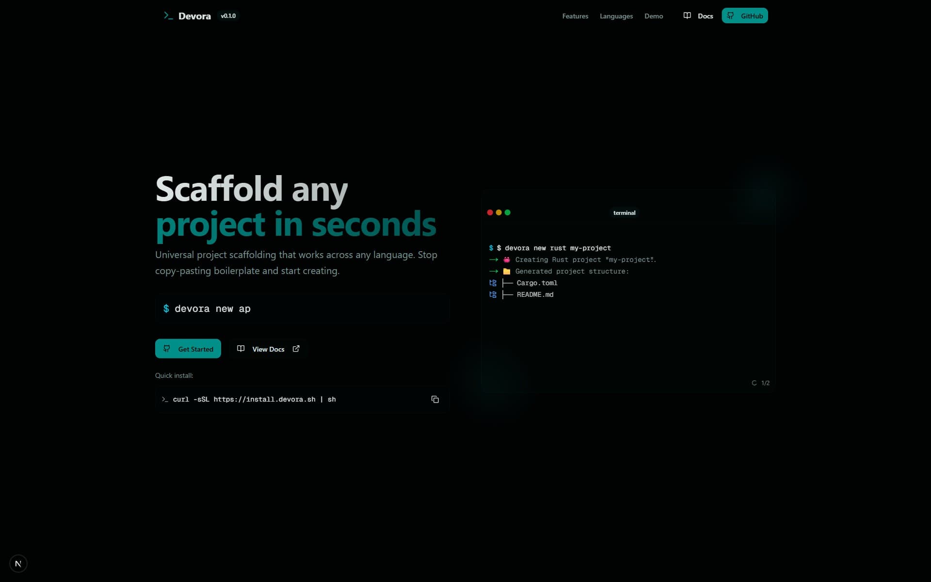 Devora — DevTools / CLI scaffolding — before