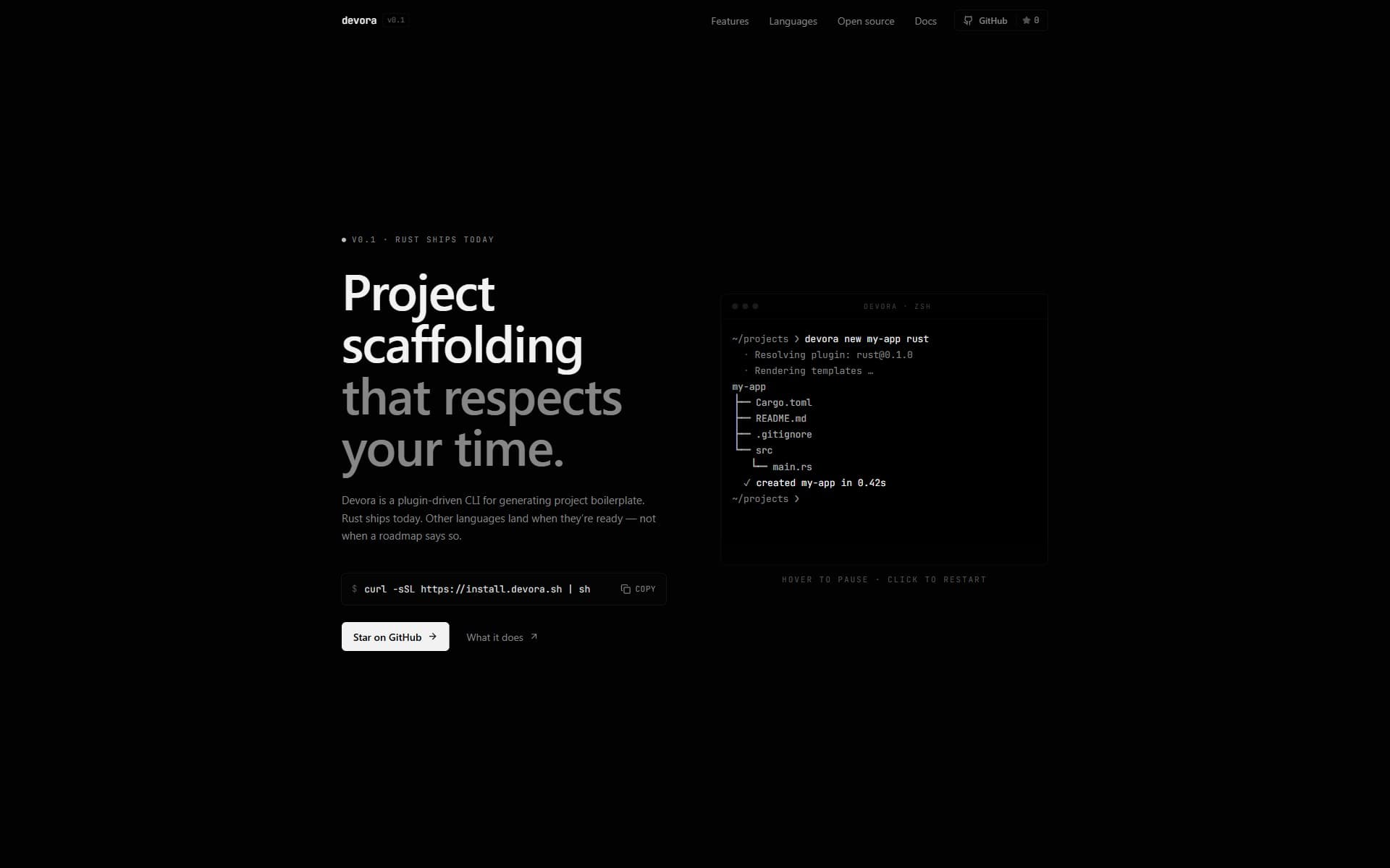 Devora — DevTools / CLI scaffolding — after