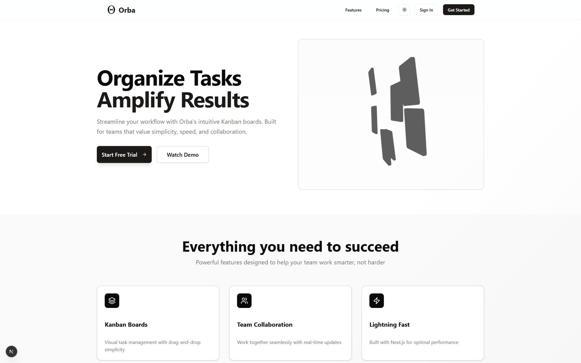 Orba — SaaS / Task management — before